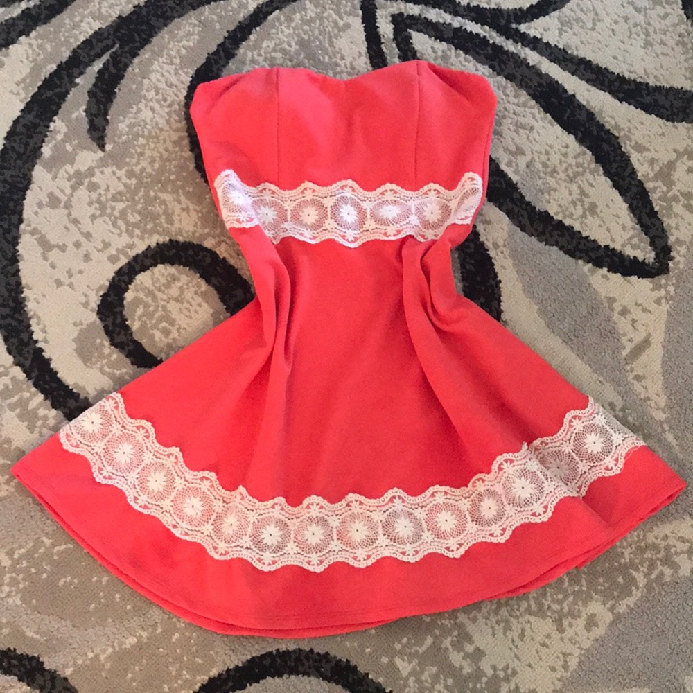 Bright coral mini dress